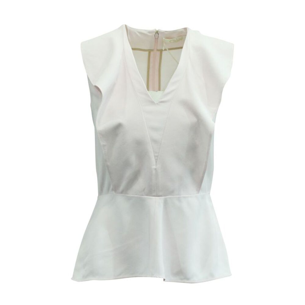 Chloe Peplum Blouse in Pastel Pink Acetate